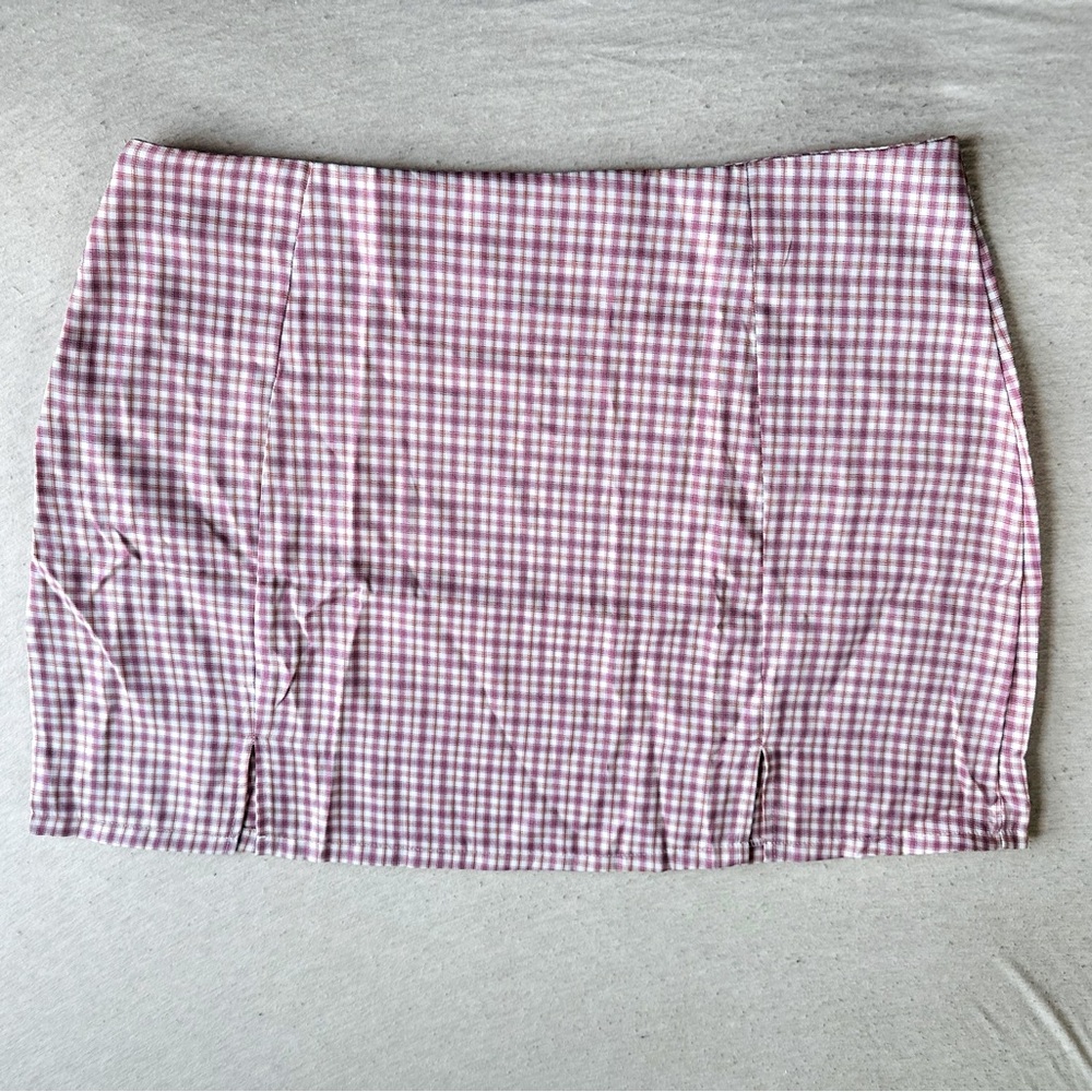 Pink and orange plaid skirt NWOT